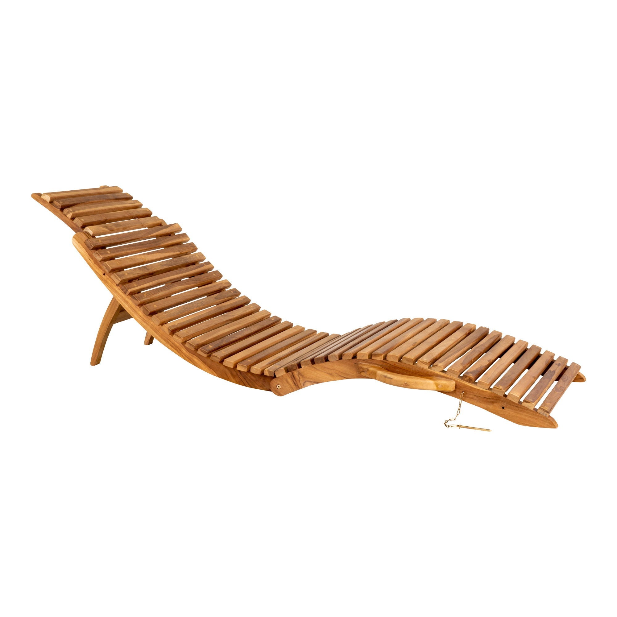 Chaise longue asymétrique en teck ondulé 160x50 cm