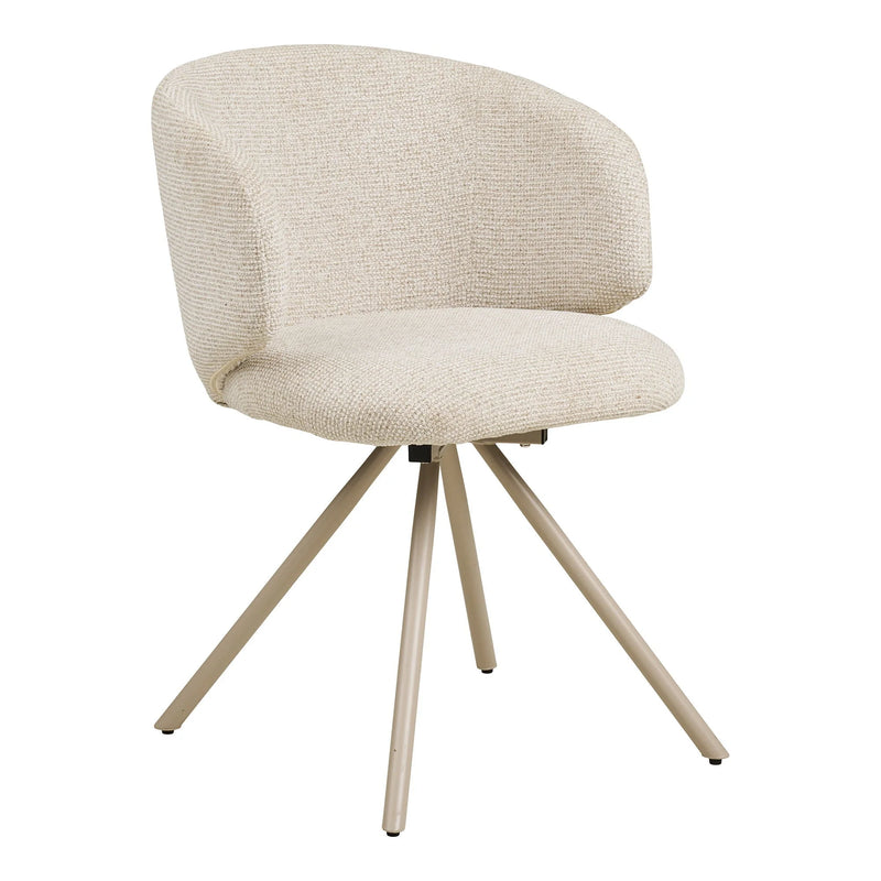 Chaise pivotante en tissu bouclé sable pour salle à manger – Lot de 2