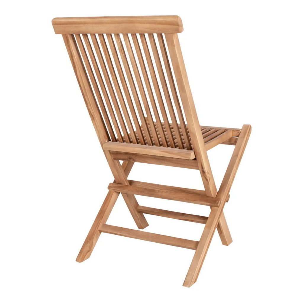 Chaise pliante en teck à lattes verticales, lot de 2