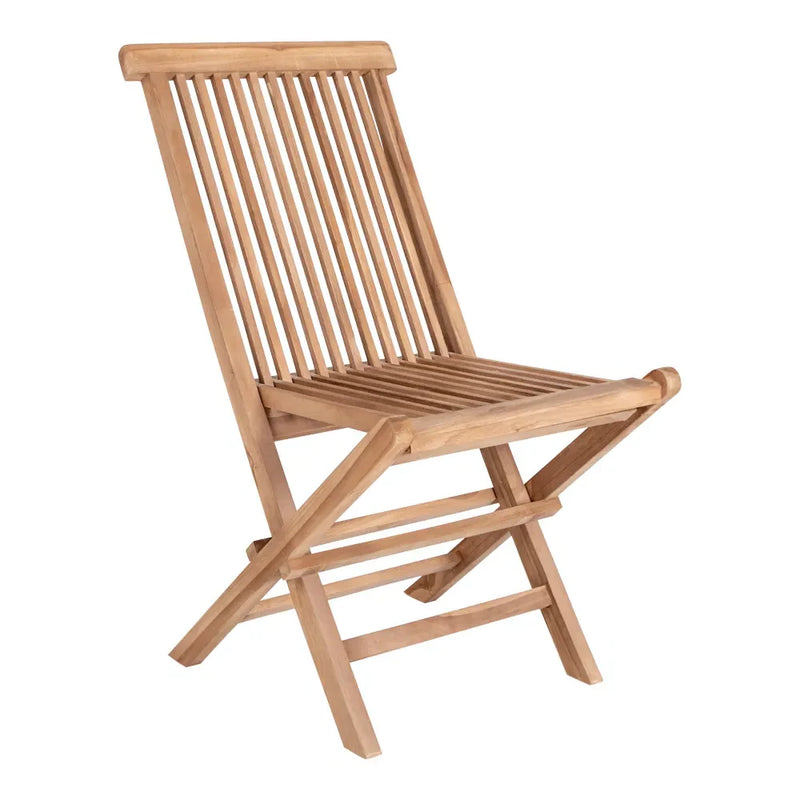 Chaise pliante en teck – Lattes verticales – Lot de 2
