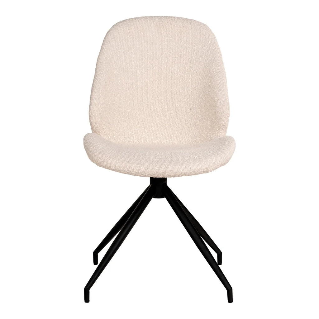 Chaise bouclée crème pieds noirs métal set de 2