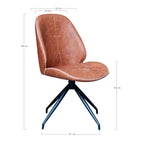 Lot de 2 chaises cognac effet cuir, dossier arrondi, pieds métal noir
