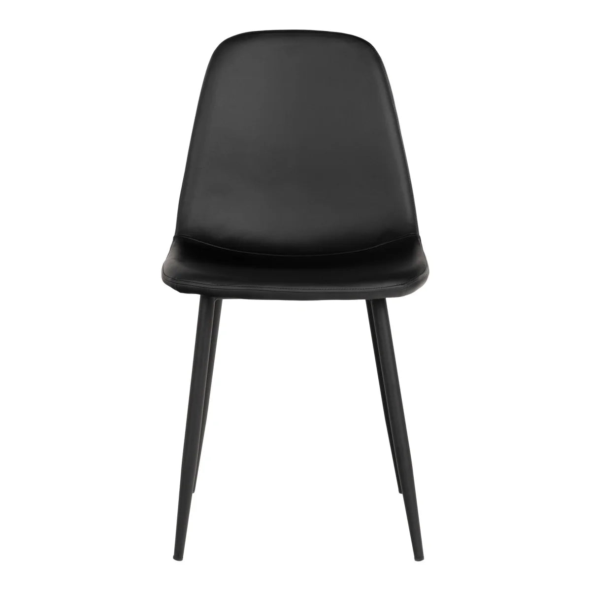 Chaise de salle à manger noire en simili cuir avec pieds fuselés