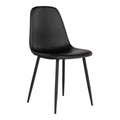 Chaise de salle à manger noire en simili cuir avec pieds fuselés noirs - Set de 2