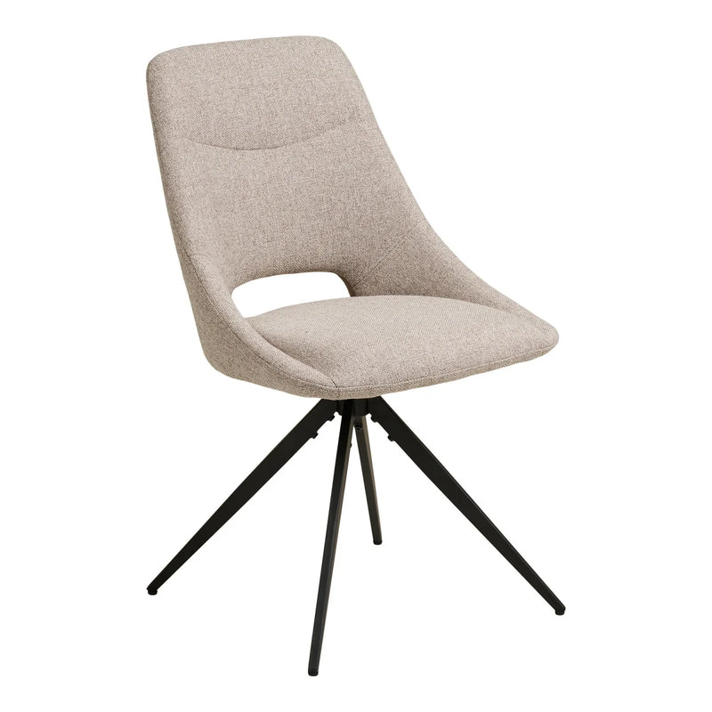 Chaise de salle à manger en tissu beige chiné piétement noir – Set de 2