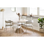 Chaises de salle à manger en tissu bouclé sable avec accoudoirs, lot de 2