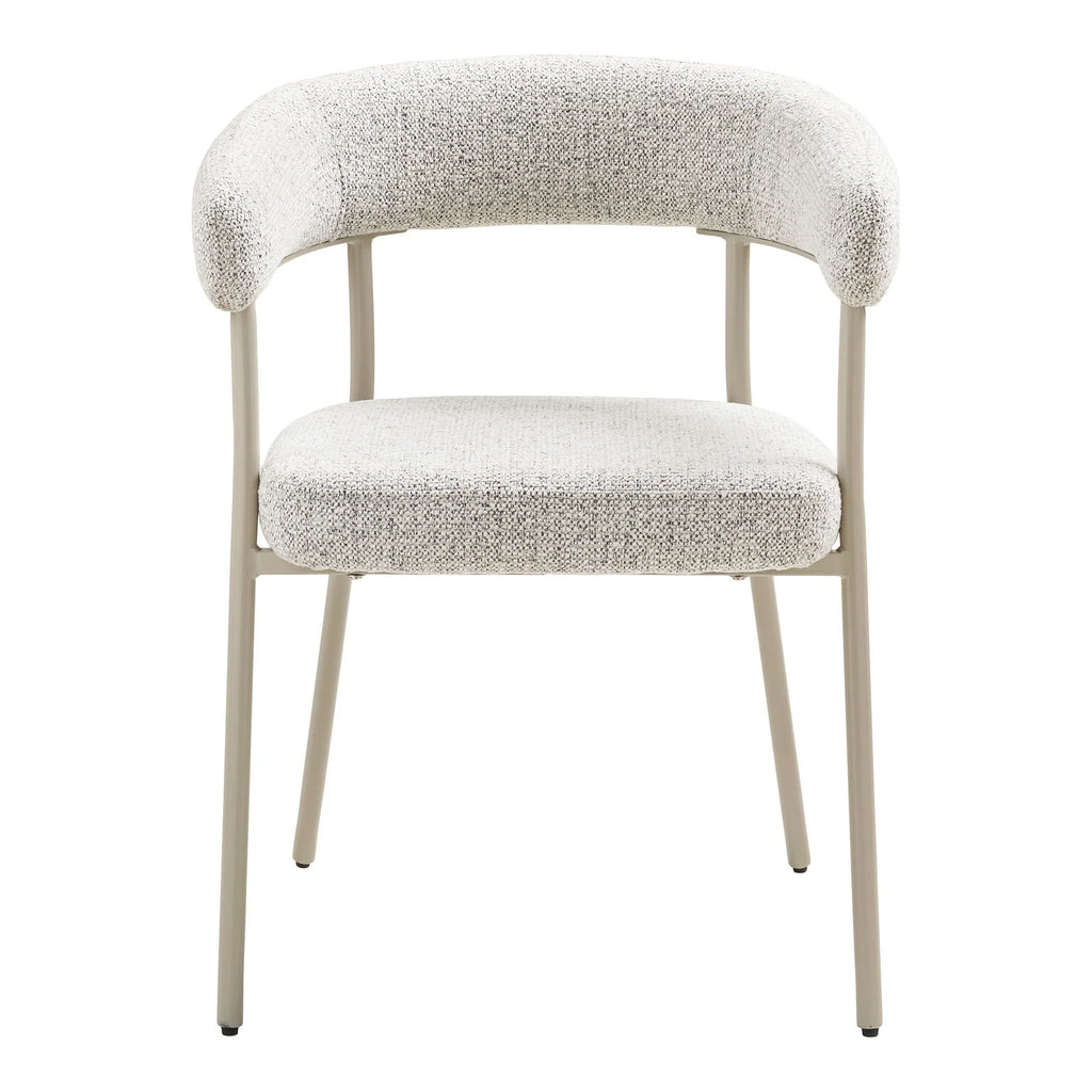 Lot de 2 chaises salle à manger en tissu bouclé sable avec accoudoirs