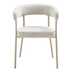 Lot de 2 chaises salle à manger en tissu bouclé sable avec accoudoirs
