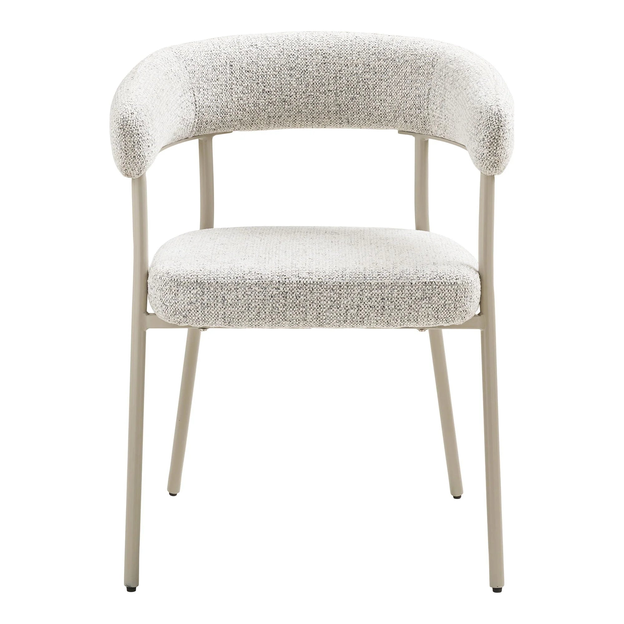 Lot de 2 chaises salle à manger en tissu bouclé sable avec accoudoirs