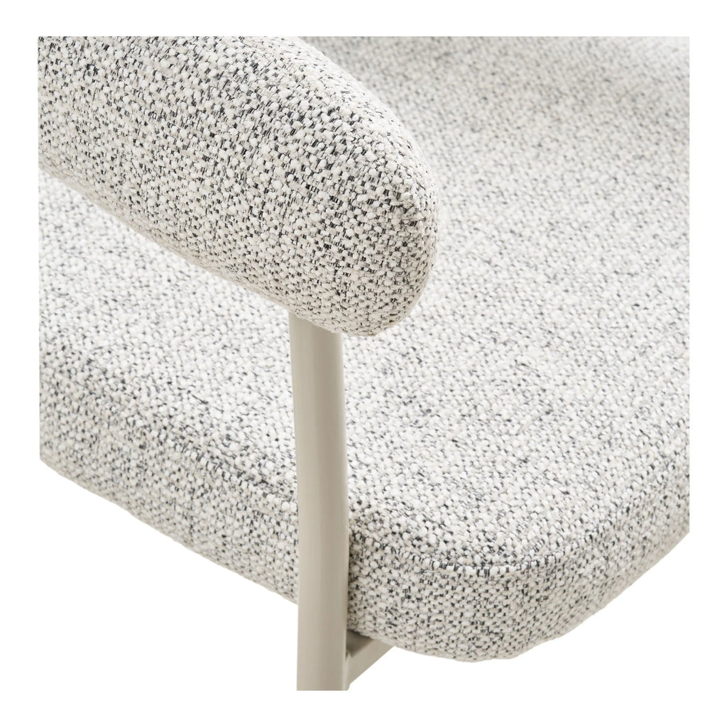 Paire de chaises salle à manger en tissu bouclé sable avec accoudoirs
