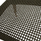 Tissu maille vert olive foncé tissé sur chaise en teck clair avec accoudoirs, lot de 2