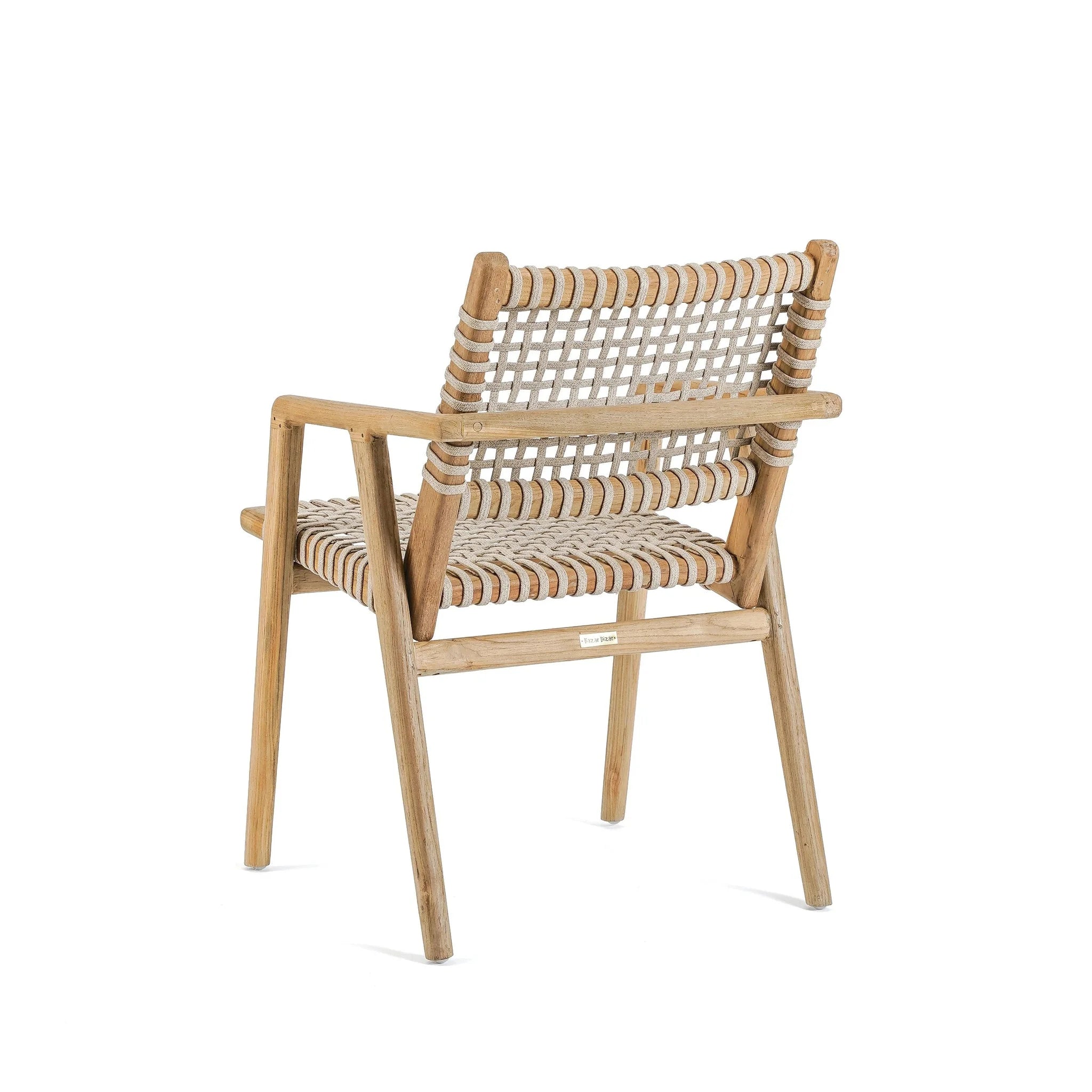 Chaise en teck recyclé avec accoudoirs – Naturel – 54x52 cm