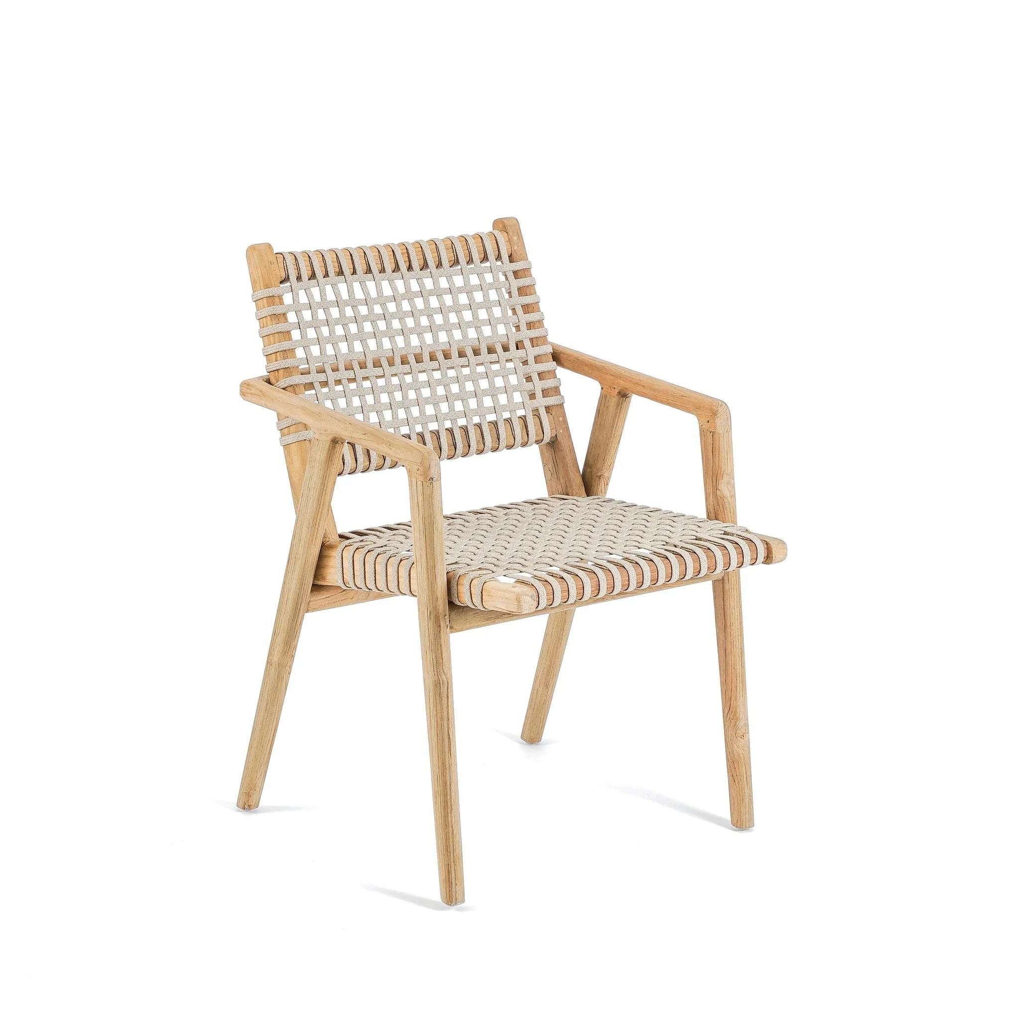 Chaise en teck recyclé avec accoudoirs – Naturel – 54x52 cm