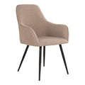 Chaise en tissu bouclé beige avec accoudoirs et pieds noirs, lot de 2