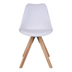 Chaise de salle à manger blanche moulée pieds bois clair set de 2