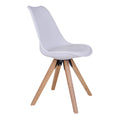 Chaise de salle à manger blanche moulée pieds bois clair set de 2