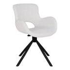 Chaise pivotante bouclée blanc cassé pieds noirs métal, set de 2