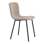Chaise en tissu bouclé beige avec pieds noirs, lot de 4