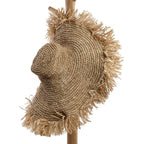 Chapeau large bord en raphia naturel tressé frangé texturé