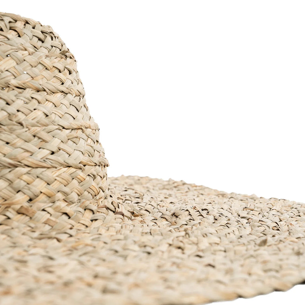 Chapeau de paille en jacinthe d’eau naturel à bord XXL souple beige tressé