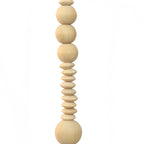 Collier décoratif en perles de bois naturelles, tan clair, formes variées