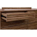 Commode en frêne massif lattes horizontales finition roux 173x46 cm