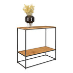 Console bois et métal noir avec 2 étagères – 80x36 cm