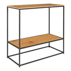 Console bois et métal noir à 2 étagères, 80x36 cm