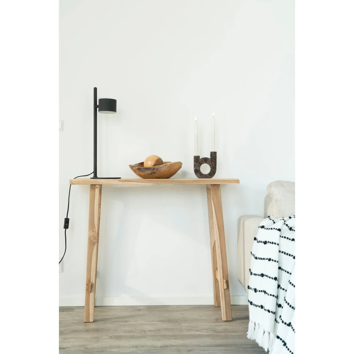 Console en bois de teck naturel minimaliste 90x40 cm
