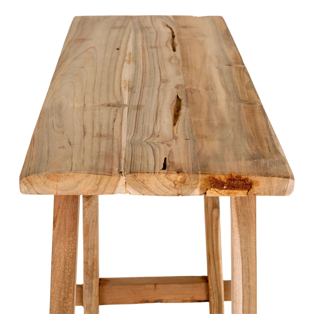 Console en bois de teck naturel minimaliste 90x40 cm