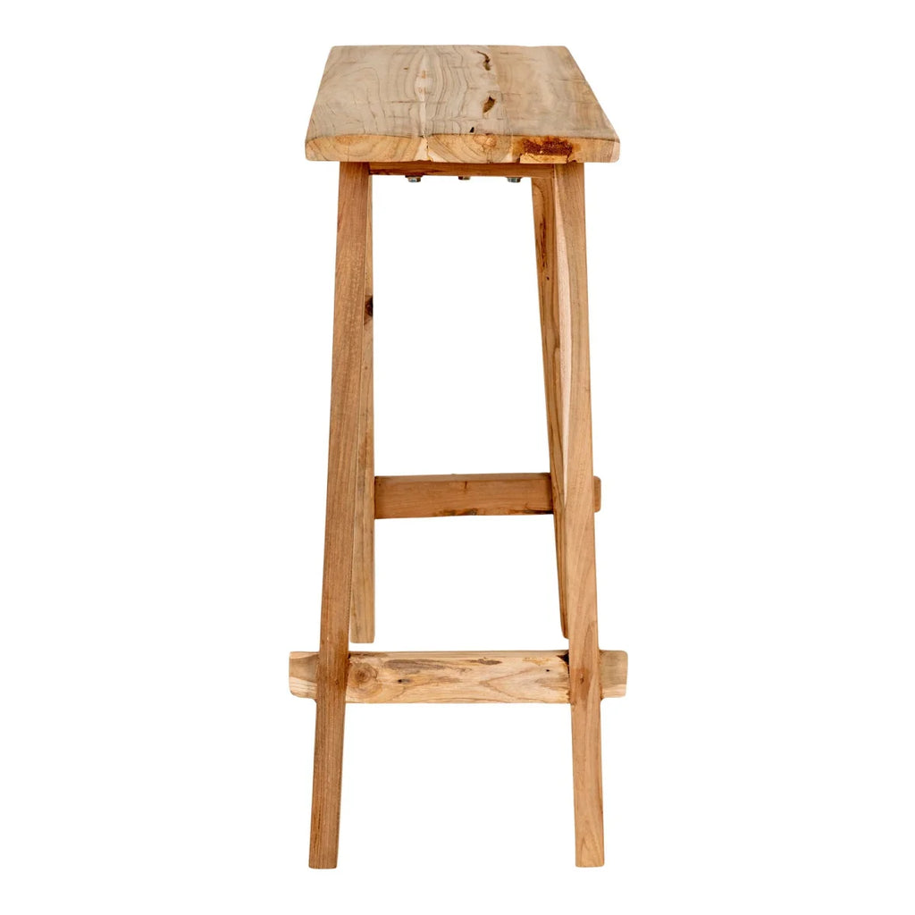Tabouret de bar en bois de teck naturel, design minimaliste