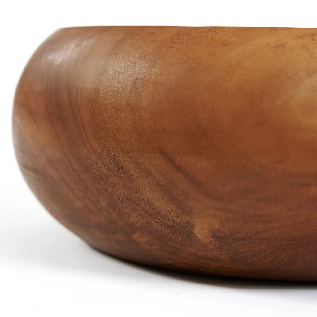 Coupe décorative en bois de teck massif rond naturel lisse