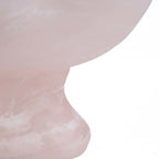 Vase en résine rose marbrée translucide, pied organique sculptural