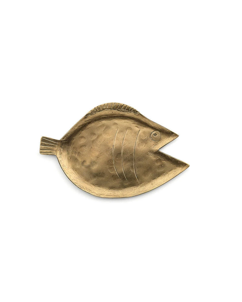 Coupelle décorative poisson en laiton doré martelé