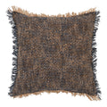 Coussin carré tressé bleu et brun avec franges pour la décoration intérieure