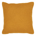 Coussin décoratif carré en coton recyclé ocre texturé, tricoté moutarde