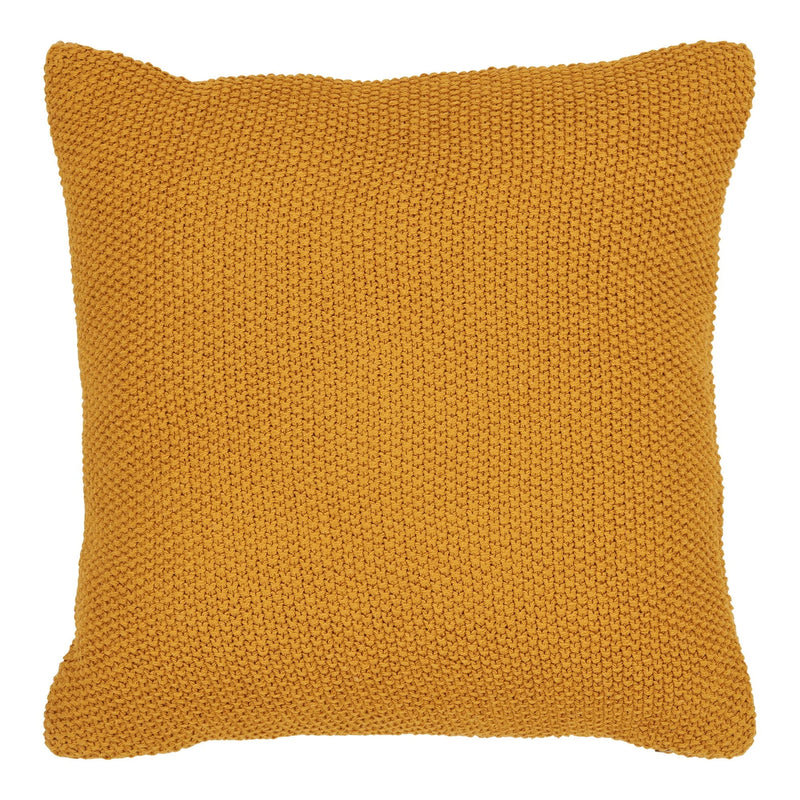 Coussin décoratif carré en coton recyclé ocre texturé