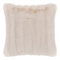Coussin décoratif en fausse fourrure écrue moelleuse avec reflets dorés