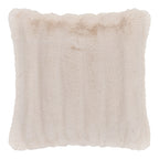 Coussin décoratif en fausse fourrure écrue moelleuse avec reflets dorés
