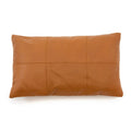 Coussin rectangulaire en cuir camel 30x50 cm avec panneaux cousus