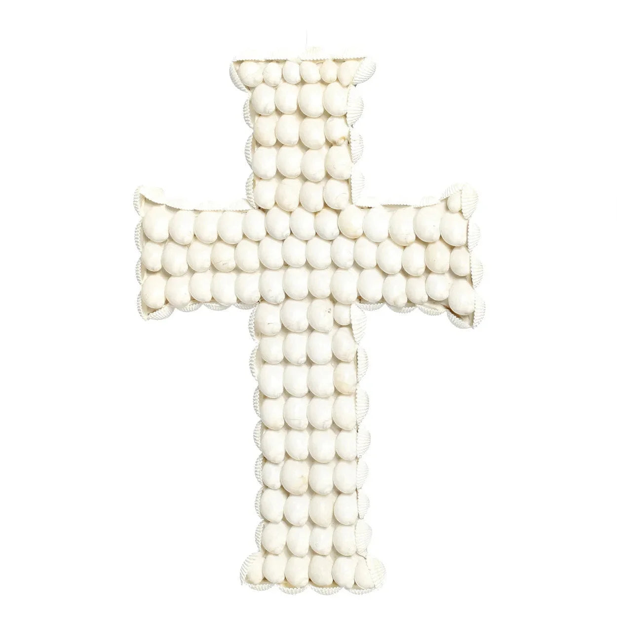 Croix murale décorative en coquillages blancs avec coquillages blancs pour décoration murale