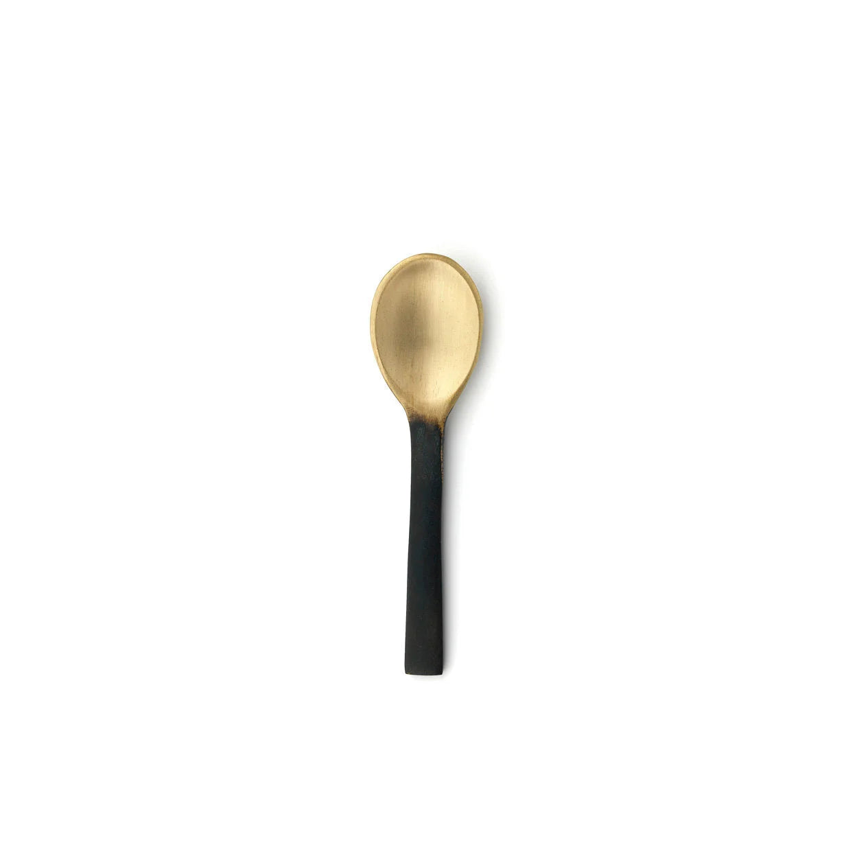 Cuillère à sel en laiton doré et noir mat patiné, design minimaliste