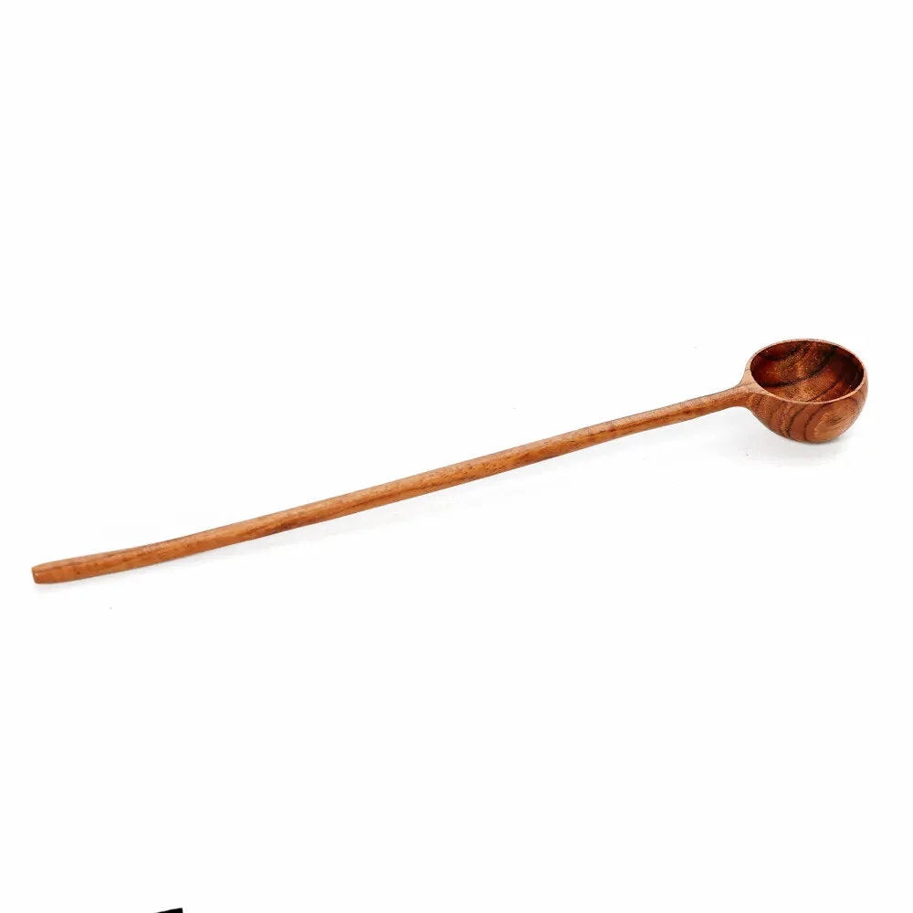 Cuillère de dosage en teck naturel avec manche long et bol rond de 19x3 cm