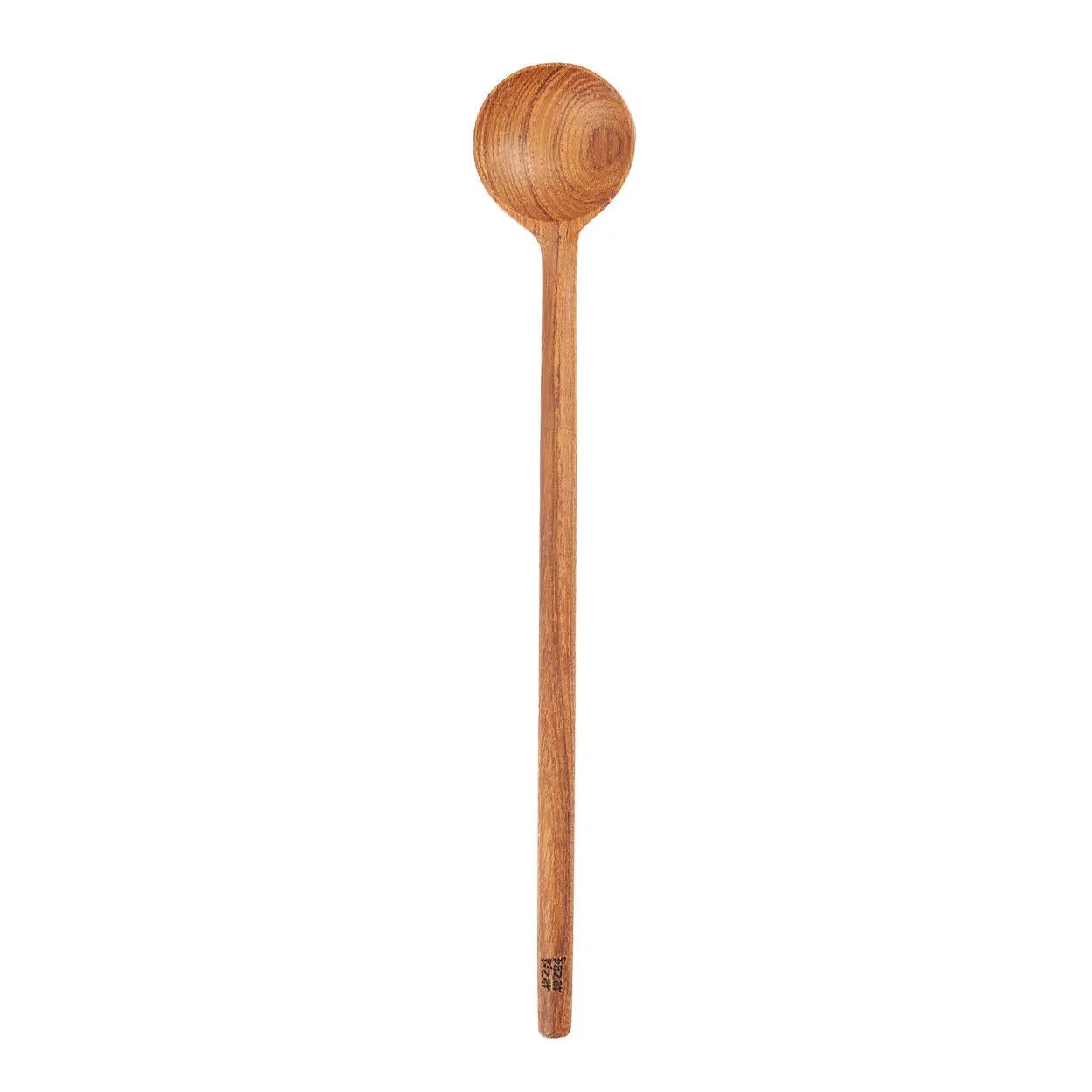 Cuillère plate en racine de teck finition lisse grain bois apparent