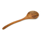 Cuillère en racine de teck avec long manche et large bol, finition naturelle