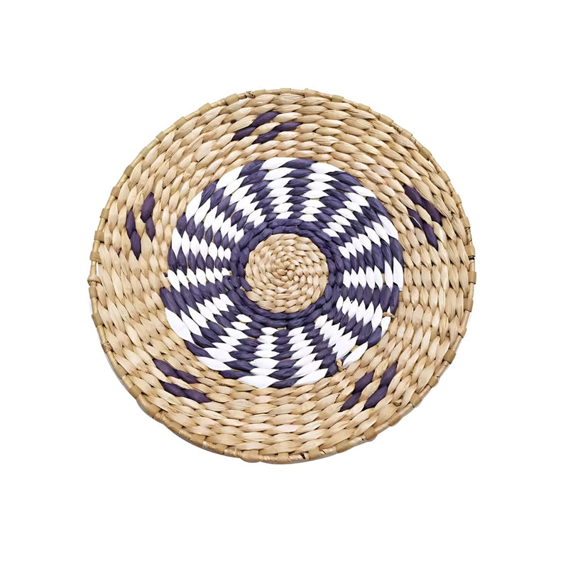 Déco murale en rotin motif violet blanc