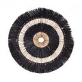Décoration murale ronde en feuilles de bananier noir et naturel – Ø110 cm
