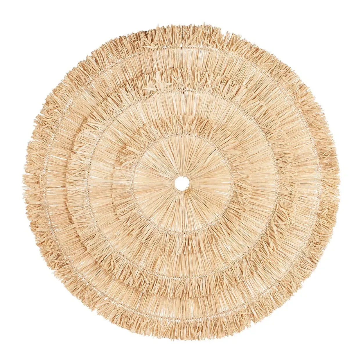 Tapis décoratif rond en raffia tissé naturel effet soleil Ø110 cm