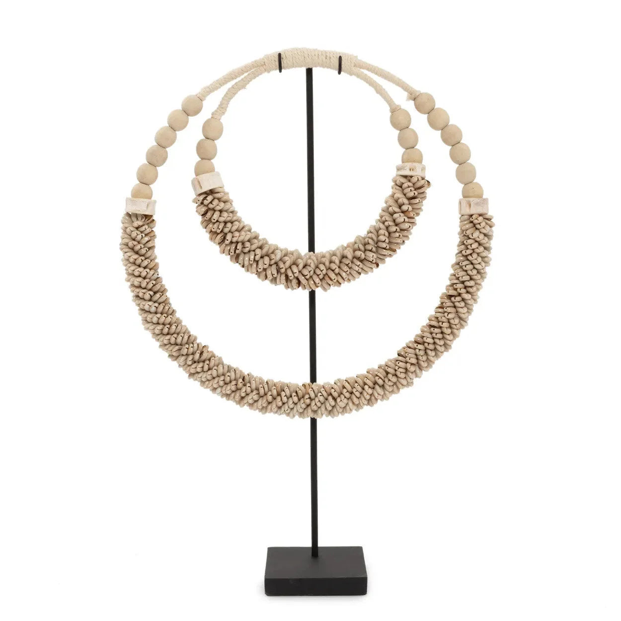 Décoration sur pied en coquillages – Double cercle naturel