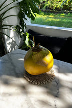 Cocotier jaune vert avec paille, prêt à boire, pour la décoration Dessous de plat rond